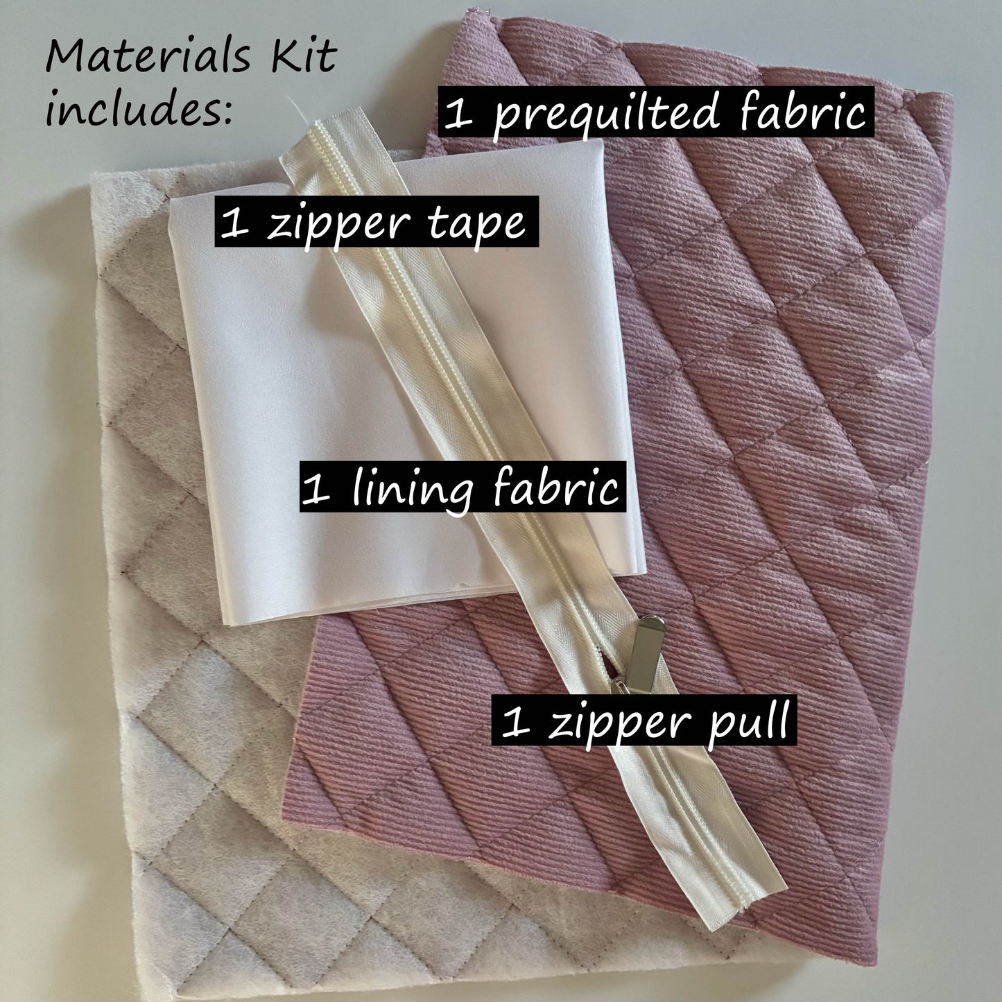 Pre Quilted Corduroy Cosmetic Bag Materials Kit