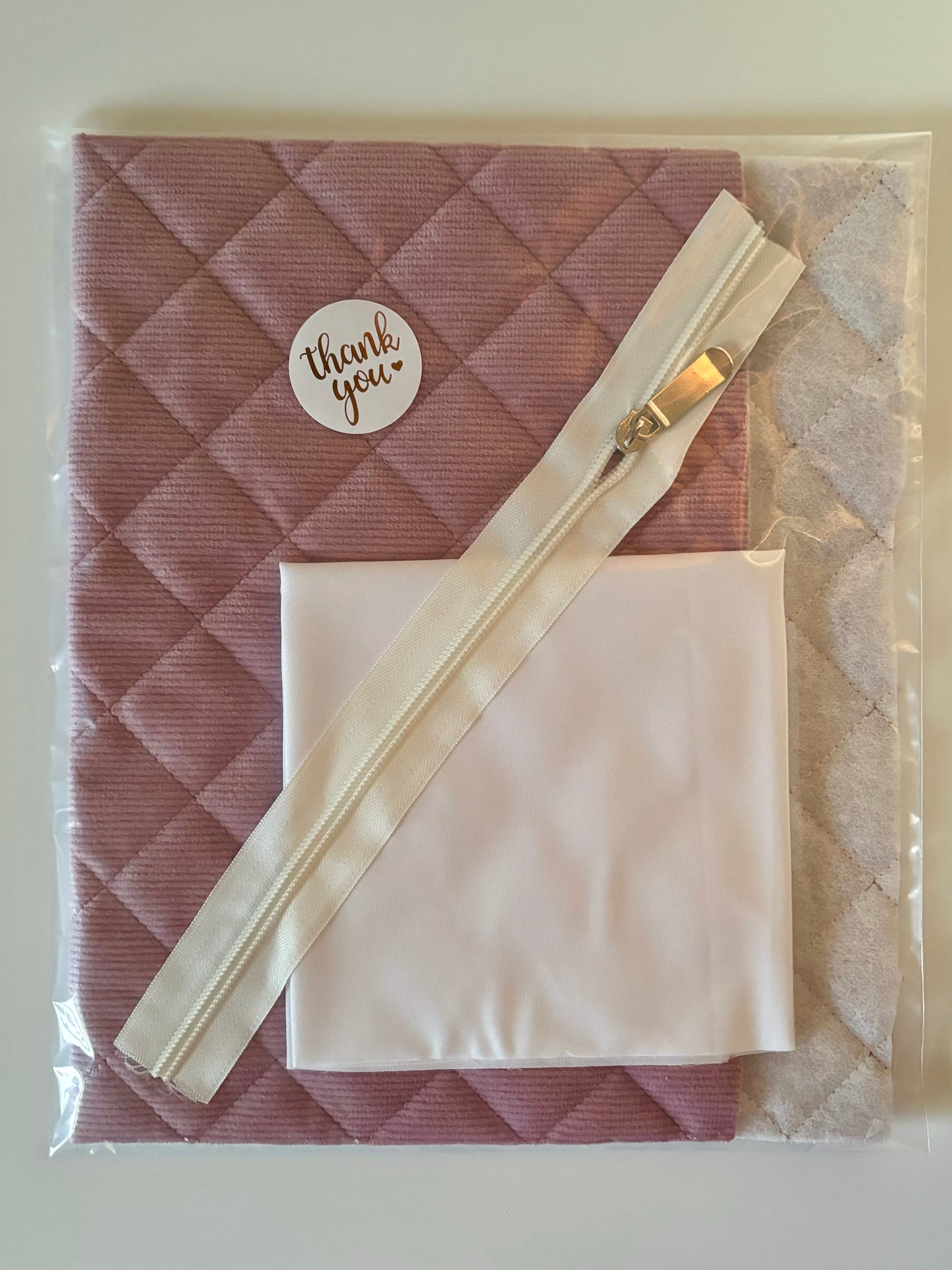 Pre Quilted Corduroy Cosmetic Bag Materials Kit