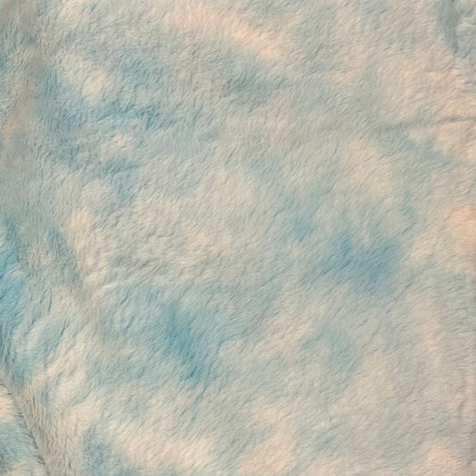 Plush fabric tie dye blue/white