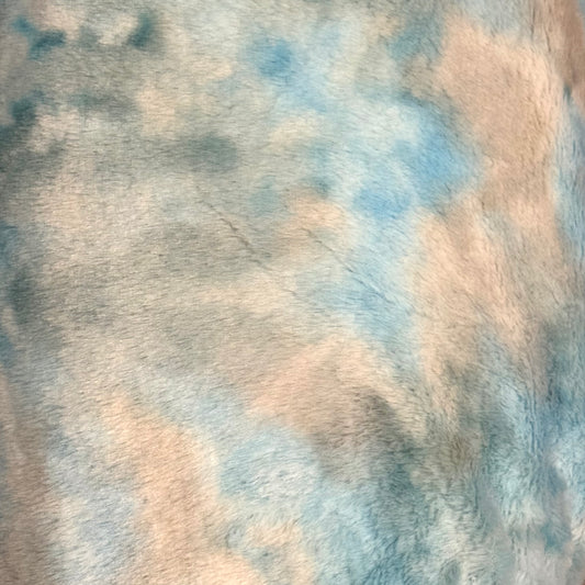 Plush fabric tie dye blue/gray