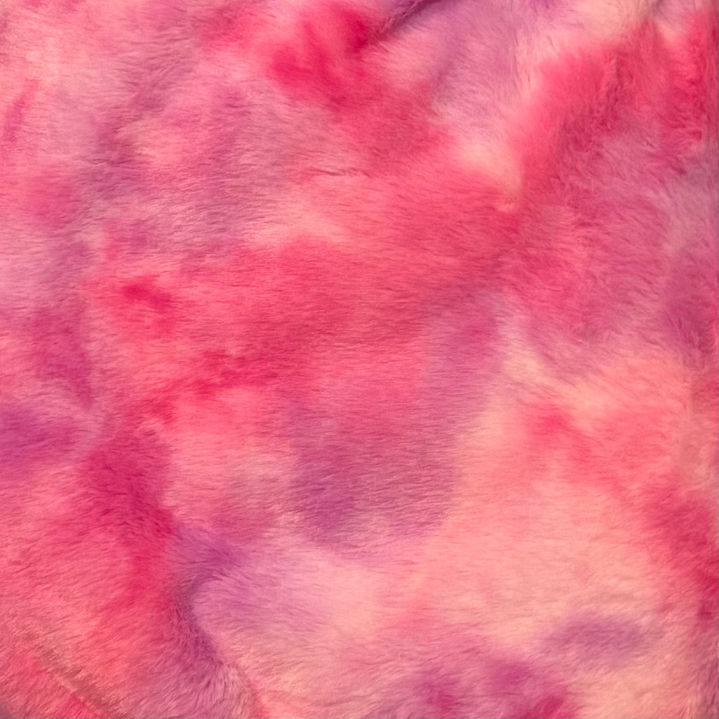 Plush fabric tie die pink/purple