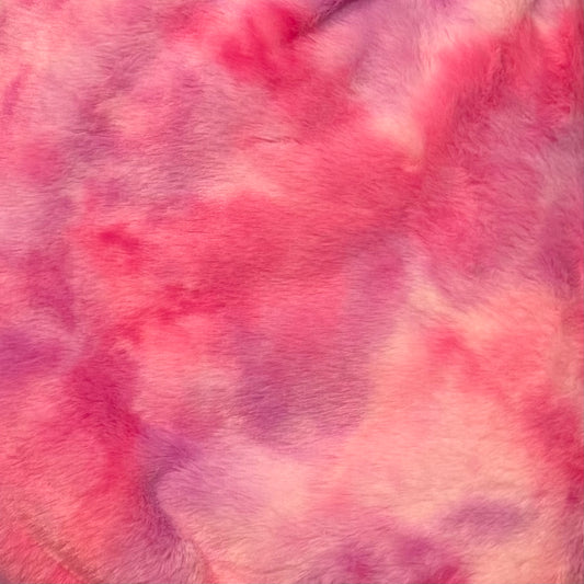 Plush fabric tie die pink/purple